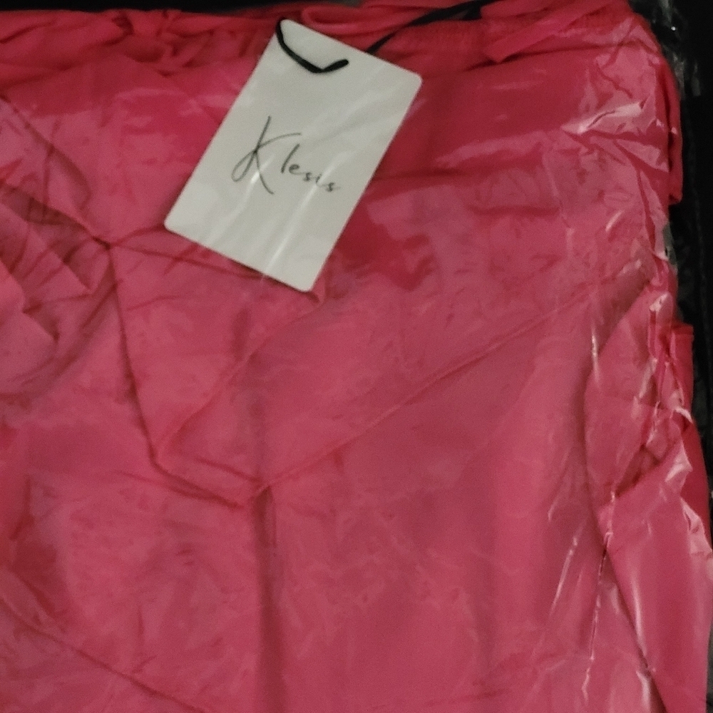 Klesis Pink Tiered Ruffle Mini Dress Sleeveless Layered Frills Size S M L New - Picture 7 of 7